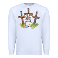 White floral watercolor easter bunny cross Premium Sweatshirt - MaliasSmallBusiness