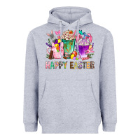 Heather Grey Happy Easter coffee cups with Bunny Heavyweight Hoodie - NancyCooperArtShop