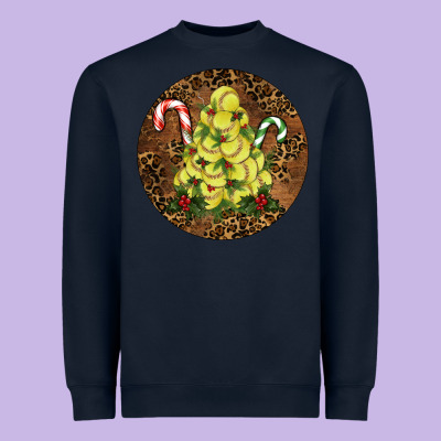 Heavyweight Sweatshirt Softball leopard christmas