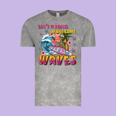 Lifes A Beach Make Some Waves Vintage Tee Designed By Texasbilliewilder