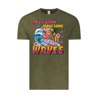 Vintage Olive lifes a beach make some waves Vintage Tee - texasbilliewilder