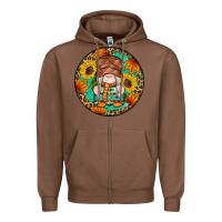 Chestnut fall gnomes round earrings 2 Zipper Hoodie - Artiststas