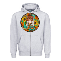 Heather Grey fall gnomes round earrings 2 Zipper Hoodie - Artiststas