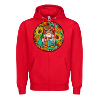 Red fall gnomes round earrings 2 Zipper Hoodie - Artiststas