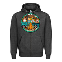 Charcoal Heather fall gnomes round earrings 3 Zipper Hoodie - Artiststas