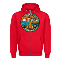 Red fall gnomes round earrings 3 Zipper Hoodie - Artiststas