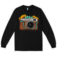 Black Sunflower Gemstone Vintage Camera Long Sleeve Tee - FaDigitalArtStudio