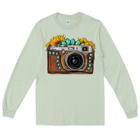 Matcha Sunflower Gemstone Vintage Camera Long Sleeve Tee - FaDigitalArtStudio