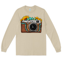 Mushroom Sunflower Gemstone Vintage Camera Long Sleeve Tee - FaDigitalArtStudio