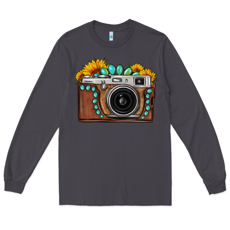 Sunflower Gemstone Vintage Camera Long Sleeve Tee by FaDigitalArtStudio | Teevron