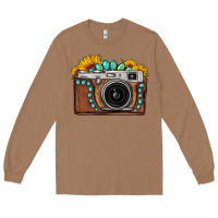 Toasted Coconut Sunflower Gemstone Vintage Camera Long Sleeve Tee - FaDigitalArtStudio