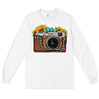 White Sunflower Gemstone Vintage Camera Long Sleeve Tee - FaDigitalArtStudio