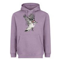 Lavender Flying Downy Woodpecker Heavyweight Hoodie - LillyAllenDesigns