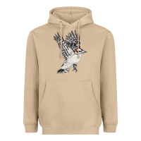Mushroom Flying Downy Woodpecker Heavyweight Hoodie - LillyAllenDesigns