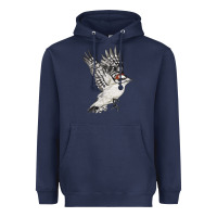 Navy Flying Downy Woodpecker Heavyweight Hoodie - LillyAllenDesigns