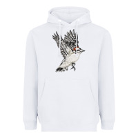 White Flying Downy Woodpecker Heavyweight Hoodie - LillyAllenDesigns
