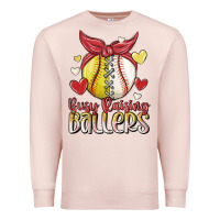 Pale Pink busy raising ballers Premium Sweatshirt - MaliasSmallBusiness