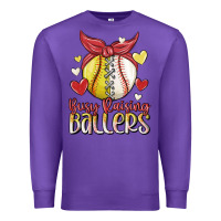 Purple busy raising ballers Premium Sweatshirt - MaliasSmallBusiness