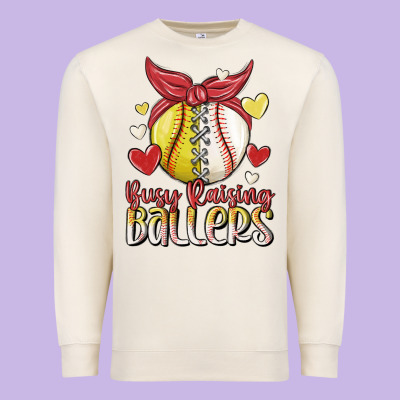 Busy Raising Ballers Premium Sweatshirt Designed By Maliassmallbusiness