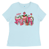Baby Blue pink christmas teeth Ladies Tee - AdoDesignShop