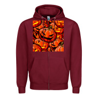 Burgundy halloween pumpkin seamless pattern Zipper Hoodie - BundleAndBundleShop