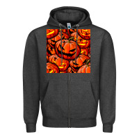 Charcoal Heather halloween pumpkin seamless pattern Zipper Hoodie - BundleAndBundleShop