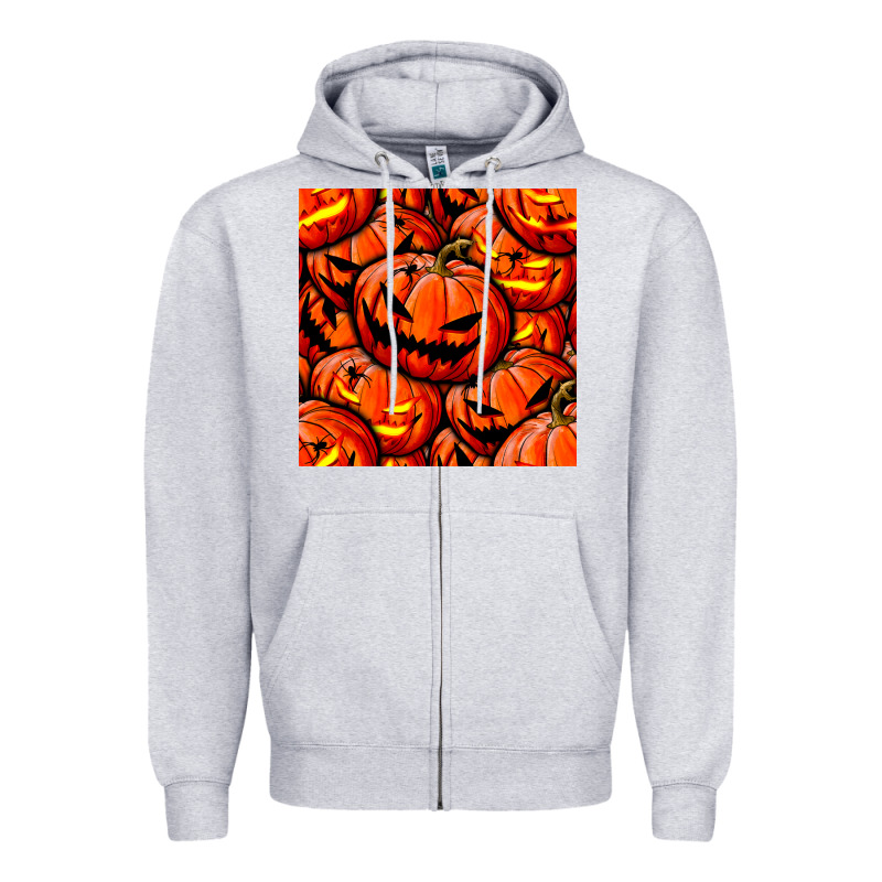 Halloween Pumpkin Seamless Pattern Zipper Hoodie by BundleAndBundleShop | Teevron