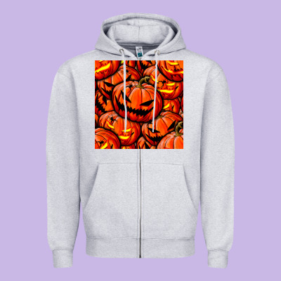Halloween Pumpkin Seamless Pattern Zipper Hoodie Designed By Bundleandbundleshop