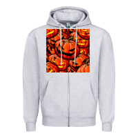 Heather Grey halloween pumpkin seamless pattern Zipper Hoodie - BundleAndBundleShop
