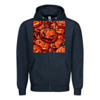 Navy halloween pumpkin seamless pattern Zipper Hoodie - BundleAndBundleShop