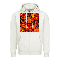 Oatmeal Heather halloween pumpkin seamless pattern Zipper Hoodie - BundleAndBundleShop