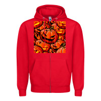 Red halloween pumpkin seamless pattern Zipper Hoodie - BundleAndBundleShop