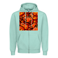 Seafoam halloween pumpkin seamless pattern Zipper Hoodie - BundleAndBundleShop