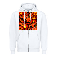 White halloween pumpkin seamless pattern Zipper Hoodie - BundleAndBundleShop