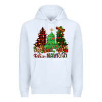 White Feliz Navidad Premium Hoodie - NancyCooperArtShop