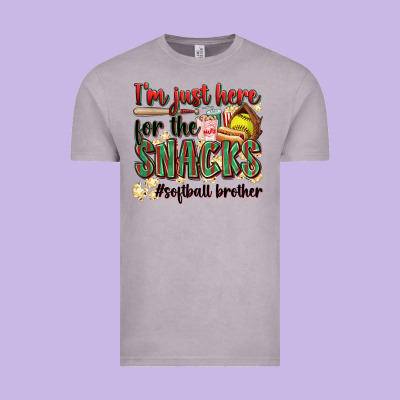 I'm Just Here For The Snacks #softball Brother Vintage Tee Designed By Zillion Design Studio