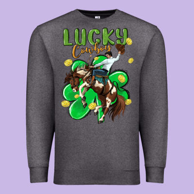 Lucky Cowboy Premium Sweatshirt Designed By Maliassmallbusiness
