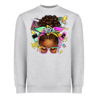 Heather Grey 90s afro messy bun Heavyweight Sweatshirt - texasbilliewilder