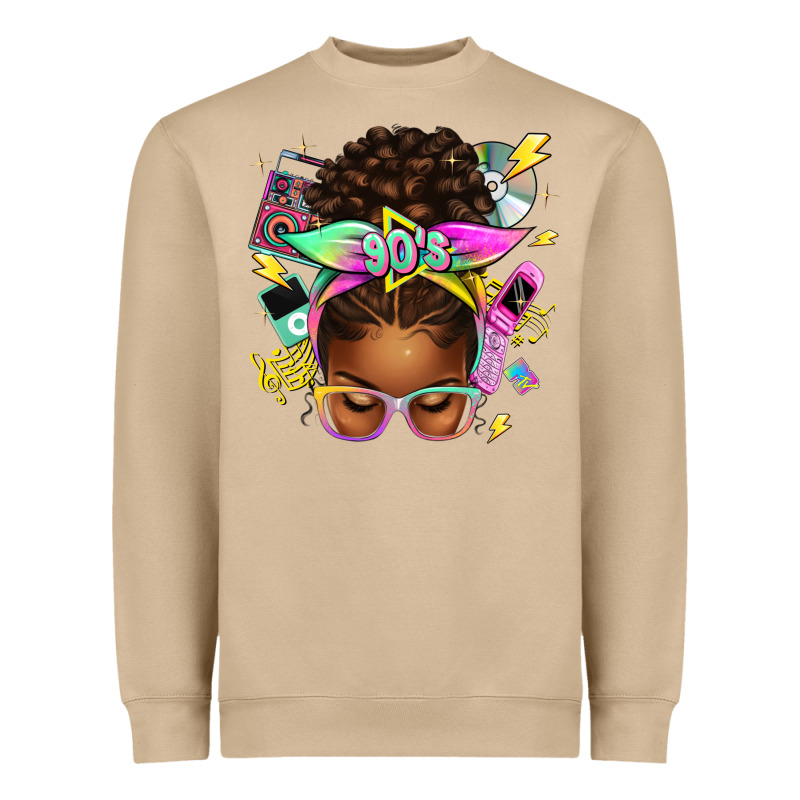 90s Afro Messy Bun Heavyweight Sweatshirt by texasbilliewilder | Teevron