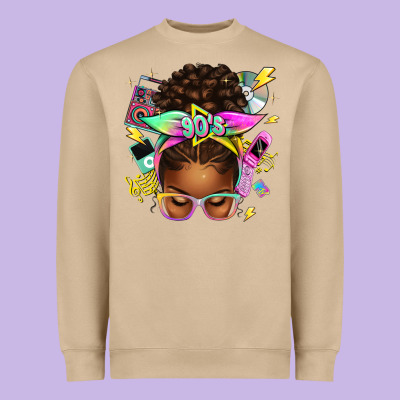 Heavyweight Sweatshirt 90s afro messy bun