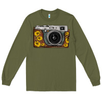 Army Green sunflower leopard vintage camera Long Sleeve Tee - FaDigitalArtStudio