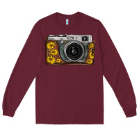 Burgundy sunflower leopard vintage camera Long Sleeve Tee - FaDigitalArtStudio