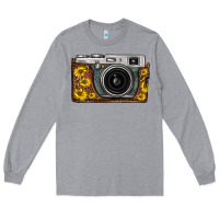 Heather Grey sunflower leopard vintage camera Long Sleeve Tee - FaDigitalArtStudio