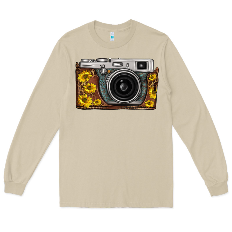 Sunflower Leopard Vintage Camera Long Sleeve Tee by FaDigitalArtStudio | Teevron
