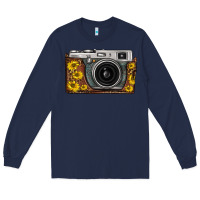 Navy sunflower leopard vintage camera Long Sleeve Tee - FaDigitalArtStudio