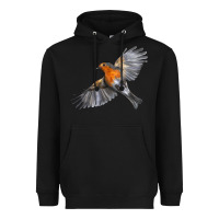 Black Flying American Robin Heavyweight Hoodie - LillyAllenDesigns