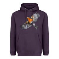 Plum Flying American Robin Heavyweight Hoodie - LillyAllenDesigns