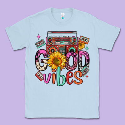 Good Vibes Cassette Boombox Classic Tee Designed By Fadigitalartstudio