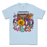 Dusty Blue good vibes cassette boombox Classic Tee - FaDigitalArtStudio