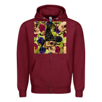 Burgundy halloween witch skull seamless pattern Zipper Hoodie - BundleAndBundleShop